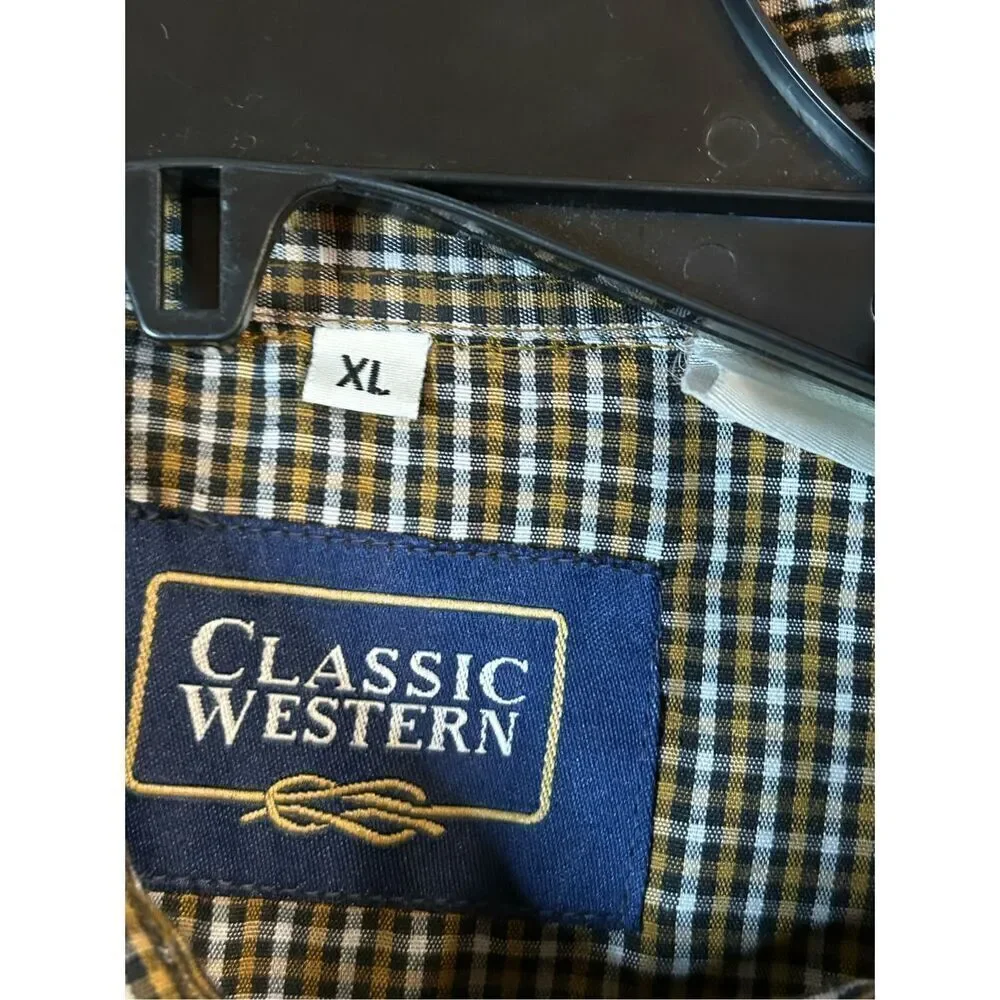 Vintage Classic Western pearl snap plaid shirt, size XL (4994)